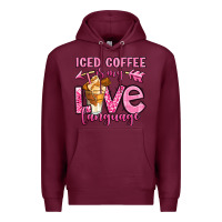 Burgundy iced coffee is my love language Premium Hoodie - OliviaCreatesArt