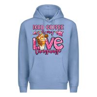 Colony Blue iced coffee is my love language Premium Hoodie - OliviaCreatesArt