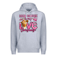 Heather Grey iced coffee is my love language Premium Hoodie - OliviaCreatesArt