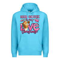 Ocean Blue iced coffee is my love language Premium Hoodie - OliviaCreatesArt