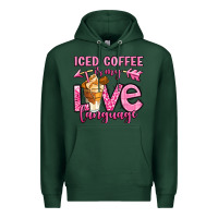 Sports Green iced coffee is my love language Premium Hoodie - OliviaCreatesArt
