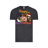 Vintage Black Happy Hallothanksmas Farm Animal Vintage Tee - BundleAndBundleShop