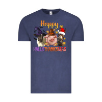 Vintage Denim Happy Hallothanksmas Farm Animal Vintage Tee - BundleAndBundleShop