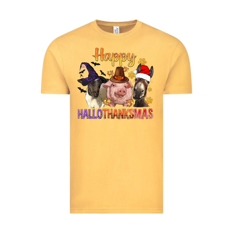 Happy Hallothanksmas Farm Animal Vintage Tee by BundleAndBundleShop | Teevron