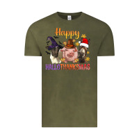 Vintage Olive Happy Hallothanksmas Farm Animal Vintage Tee - BundleAndBundleShop