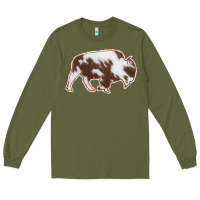 Army Green Cowhide Bison Silhouette Long Sleeve Tee - Bettercallsaul
