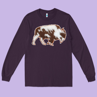 Cowhide Bison Silhouette Long Sleeve Tee Designed By Bettercallsaul