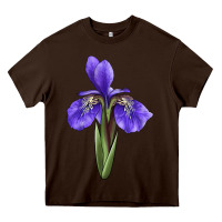 Chocolate Brown Iris Flower Illustrations Heavy Core Tee - LillyAllenDesigns
