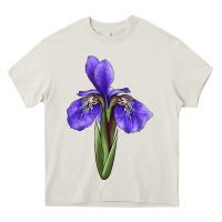 Cream Iris Flower Illustrations Heavy Core Tee - LillyAllenDesigns