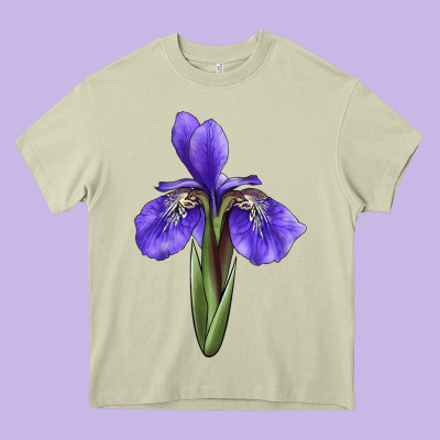 Iris Flower Illustrations Heavy Core Tee Designed By Lillyallendesigns