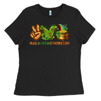 Black peace love st patricks day Ladies Tee - NancyCooperArtShop