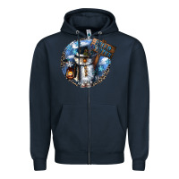 Navy hello winter Zipper Hoodie - CowGirlArtShop
