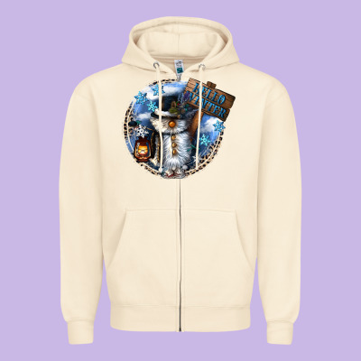 Hello Winter Zipper Hoodie Designed By Cowgirlartshop