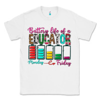 White Battery Life Of A Educator Classic Tee - BundleAndBundleShop