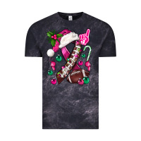 Cloud Black Pink Christmas Breast Cancer Ribbon Football Vintage Tee - BundleAndBundleShop