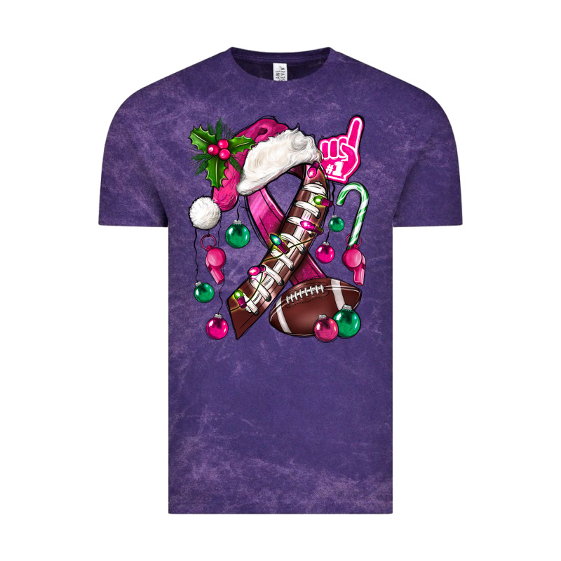 Pink Christmas Breast Cancer Ribbon Football Vintage Tee by BundleAndBundleShop | Teevron