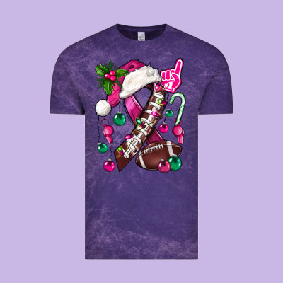 Pink Christmas Breast Cancer Ribbon Football Vintage Tee Designed By Bundleandbundleshop
