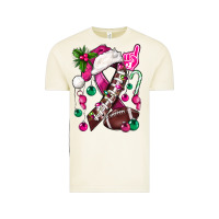 Vintage Arctic Pink Christmas Breast Cancer Ribbon Football Vintage Tee - BundleAndBundleShop