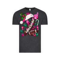 Vintage Black Pink Christmas Breast Cancer Ribbon Football Vintage Tee - BundleAndBundleShop