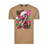 Vintage Coffee Pink Christmas Breast Cancer Ribbon Football Vintage Tee - BundleAndBundleShop