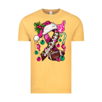 Vintage Mustard Pink Christmas Breast Cancer Ribbon Football Vintage Tee - BundleAndBundleShop