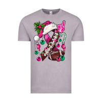 Vintage Zinc Pink Christmas Breast Cancer Ribbon Football Vintage Tee - BundleAndBundleShop