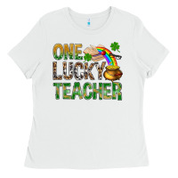 White one lucky teacher st patricks Ladies Tee - NancyCooperArtShop