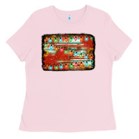 Bubblegum Pink christmas serape sunflower background Ladies Tee - Jasminsmagicworld