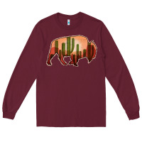 Burgundy Cactus Bison Silhouette Long Sleeve Tee - Bettercallsaul