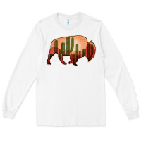 White Cactus Bison Silhouette Long Sleeve Tee - Bettercallsaul