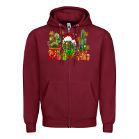 Burgundy christmas cactus Zipper Hoodie - CowGirlArtShop