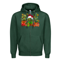Sports Green christmas cactus Zipper Hoodie - CowGirlArtShop