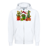 White christmas cactus Zipper Hoodie - CowGirlArtShop