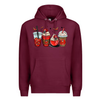 Burgundy ladybug coffee cups Premium Hoodie - OliviaCreatesArt