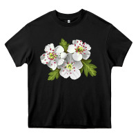 Black Hawthorn Flower Illustrations Heavy Core Tee - LillyAllenDesigns