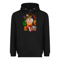 Black Mexican Frappe With Cactus Sombrero And Maracas Heavyweight Hoodie - FaDigitalArtStudio
