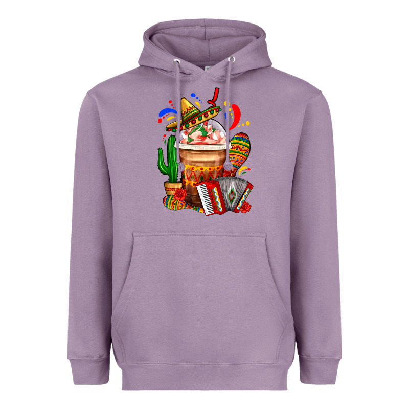 Mexican Frappe With Cactus Sombrero And Maracas Heavyweight Hoodie by FaDigitalArtStudio | Teevron