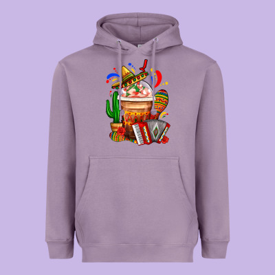 Mexican Frappe With Cactus Sombrero And Maracas Heavyweight Hoodie Designed By Fadigitalartstudio
