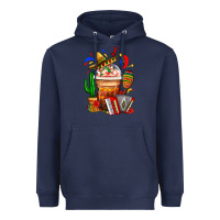 Navy Mexican Frappe With Cactus Sombrero And Maracas Heavyweight Hoodie - FaDigitalArtStudio