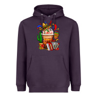 Plum Mexican Frappe With Cactus Sombrero And Maracas Heavyweight Hoodie - FaDigitalArtStudio
