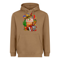 Toasted Coconut Mexican Frappe With Cactus Sombrero And Maracas Heavyweight Hoodie - FaDigitalArtStudio