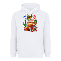 White Mexican Frappe With Cactus Sombrero And Maracas Heavyweight Hoodie - FaDigitalArtStudio