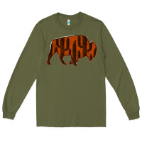 Army Green Red Cactus Bison Silhouette Long Sleeve Tee - Bettercallsaul
