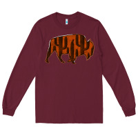 Burgundy Red Cactus Bison Silhouette Long Sleeve Tee - Bettercallsaul