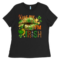 Black kiss me im irish with lip Ladies Tee - NancyCooperArtShop