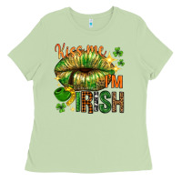Matcha kiss me im irish with lip Ladies Tee - NancyCooperArtShop