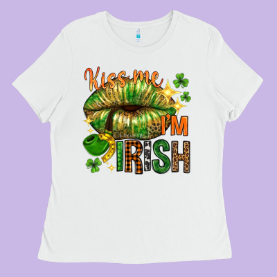 Kiss Me Im Irish With Lip Ladies Tee Designed By Nancycooperartshop