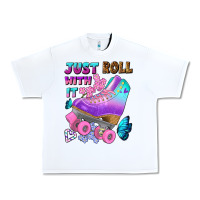 White just roll with it Urban Heavy Tee - BundleAndBundleShop