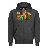 Charcoal Heather christmas movie coffee cups Zipper Hoodie - CowGirlArtShop
