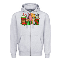 Heather Grey christmas movie coffee cups Zipper Hoodie - CowGirlArtShop
